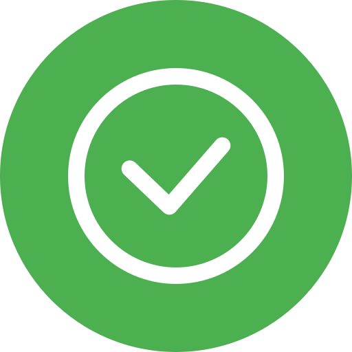 Illustration de l'icône vérifié avec un cercle vert et le symbole validé dessus